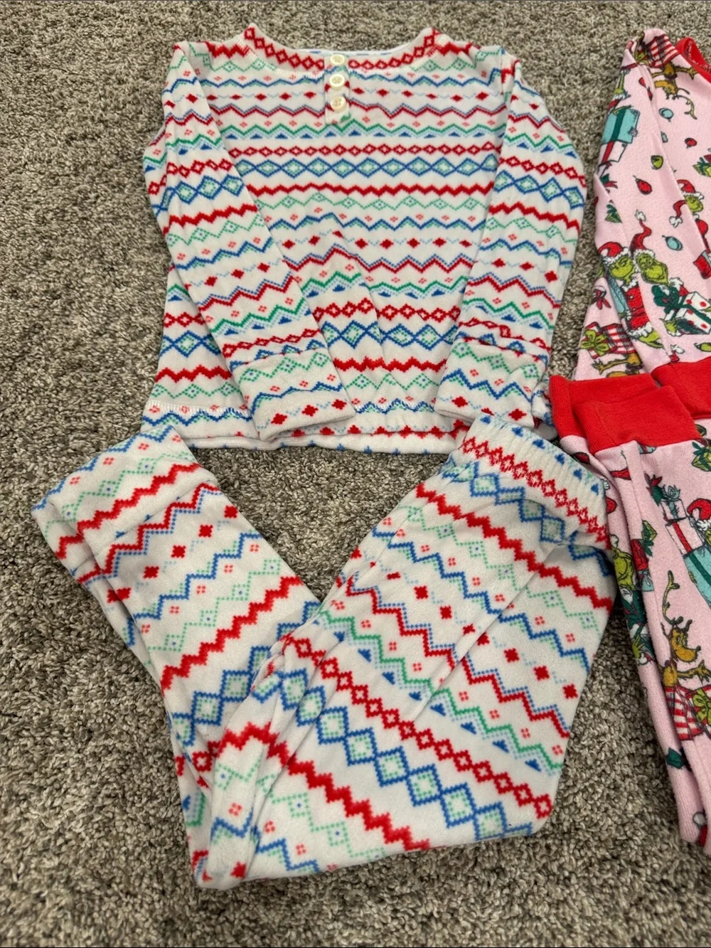 3 sets! Dr. Seuss Grinch Kids One-Piece Pajama Set - Red, Pink, White